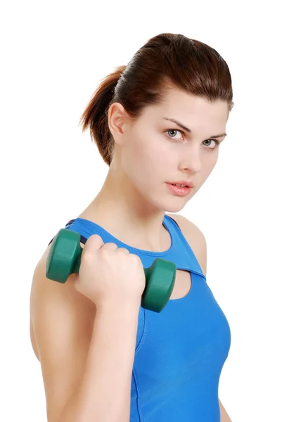 Young woman lifting dumbbell — Stock Photo, Image