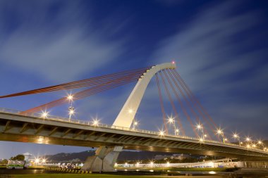 Bridge night scene with sky in taiwan clipart