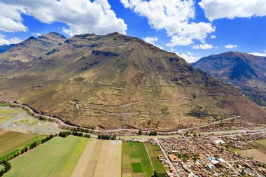 Village of Pisac and Urubamba River clipart