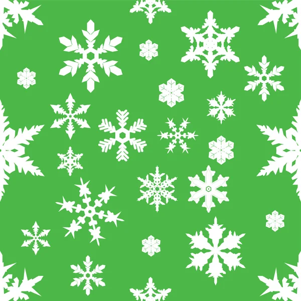 Seamless Green Snowflake Pattern — Stock Vector