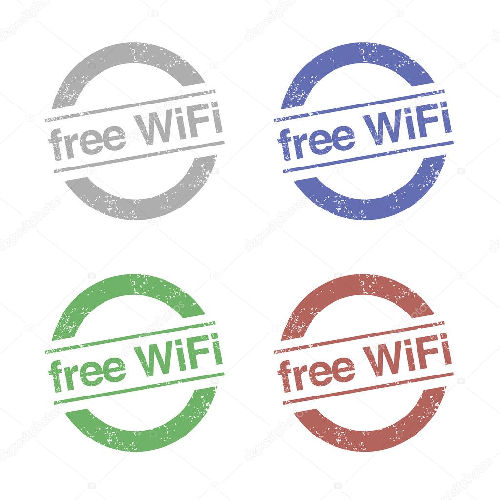 Grunge Vector Wifi Stamps