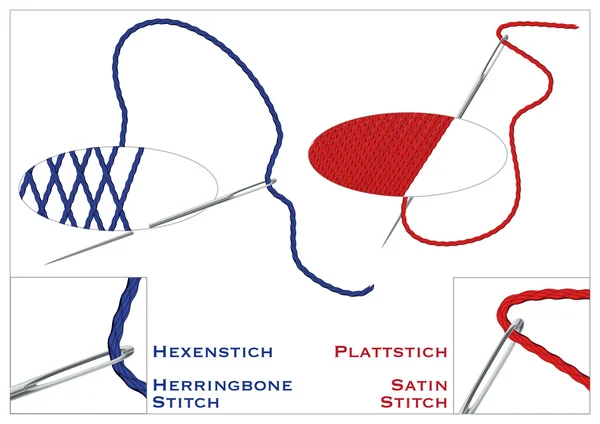 Fiskbensmönster och Satin Stitch (vektor) — Stock vektor