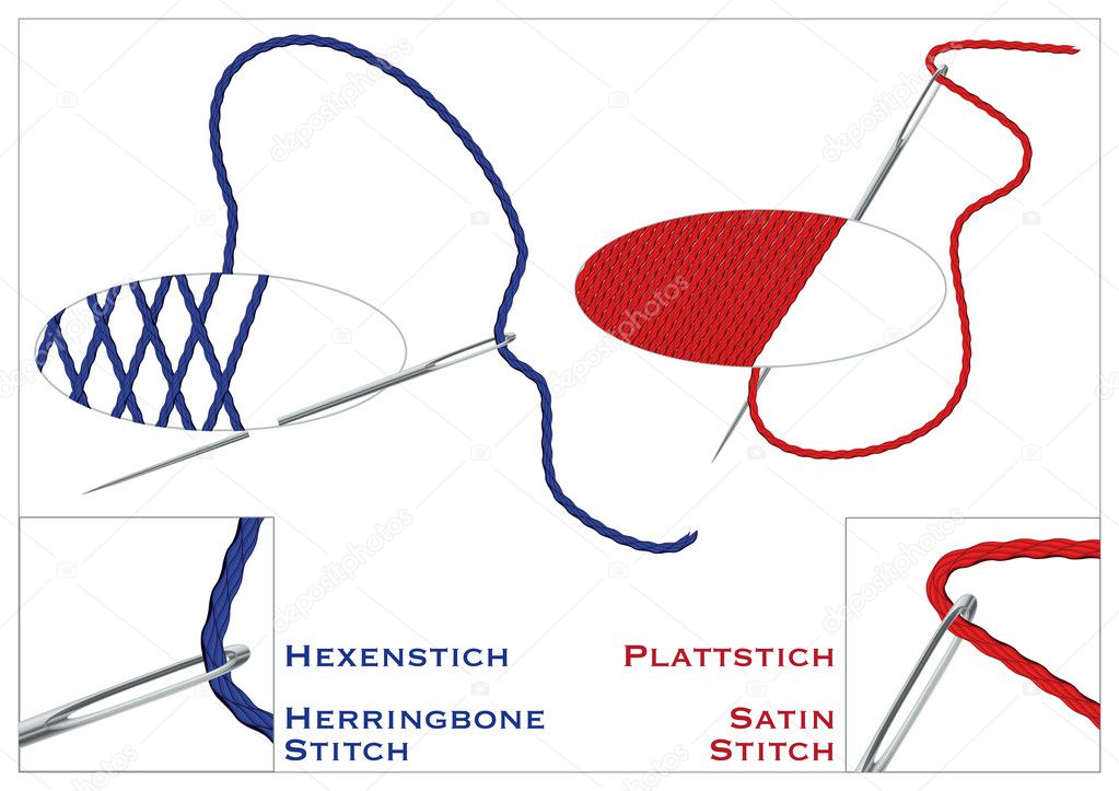 Herringbone and Satin Stitch (vector)
