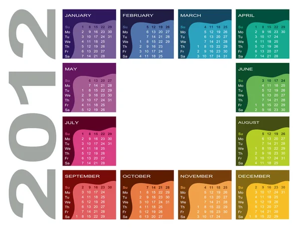 Colorful calendar 2012 — Stock Vector