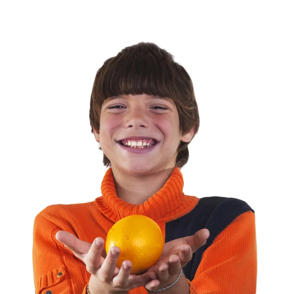 Menino laranja — Fotografia de Stock