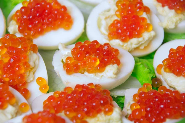 Caviar Salmão Vermelho Barcos Ovos — Fotografia de Stock