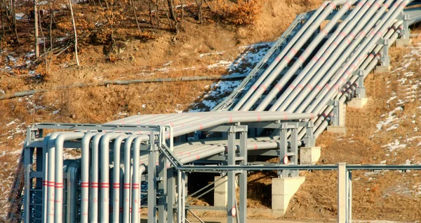 Dutos Industriais Pontes Tubos Fábrica — Fotografia de Stock
