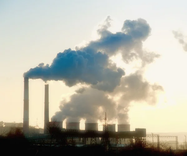 Промисловий Майданчик Концепцією Глобального Потепління Курильних Труб — стокове фото