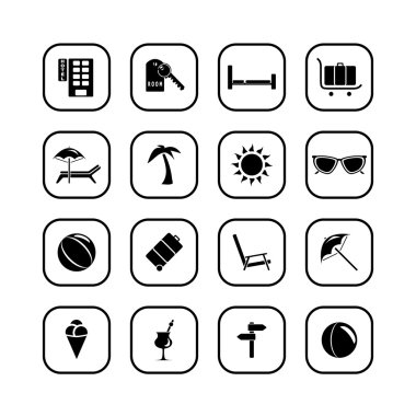 Travel icons, B&W series. clipart