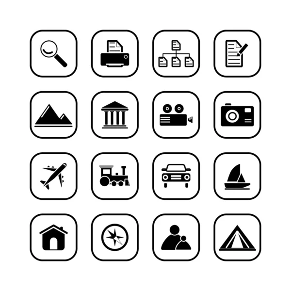 Photo and travel icons, B&W series — Stock Vector