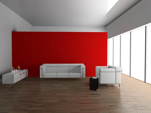 Sofa w pokoju 3d — Zdjęcie stockowe
