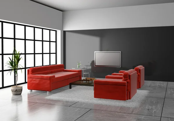 A szobában kanapéval 3d — Stock Fotó