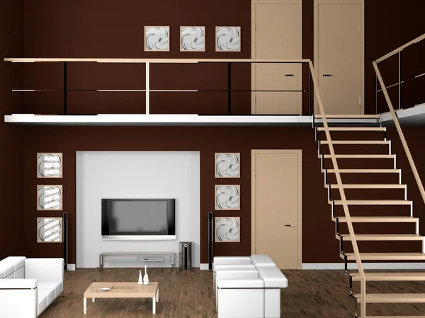 Sala de estar 3D — Fotografia de Stock