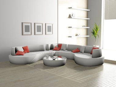 bir yaşam modern iç Oda 3d