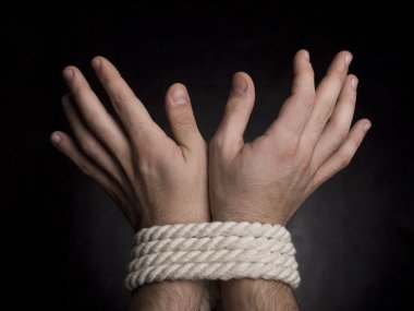 Photo of hands with a rope clipart