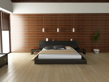 Modern interior of a bedroom room 3D clipart