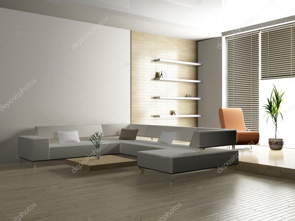 Modern interior of a living room 3D
