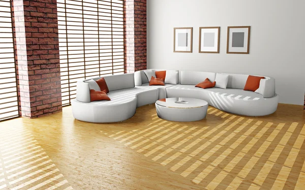 Sofá en la habitación 3D — Foto de Stock