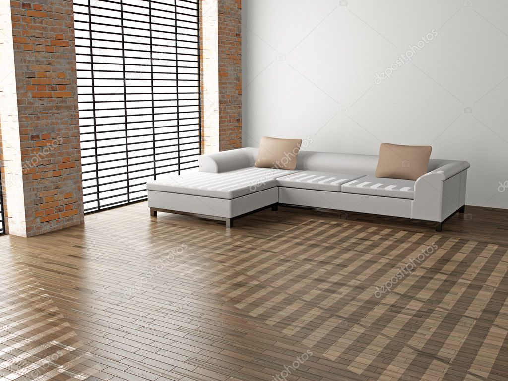 Modern sofa in the room