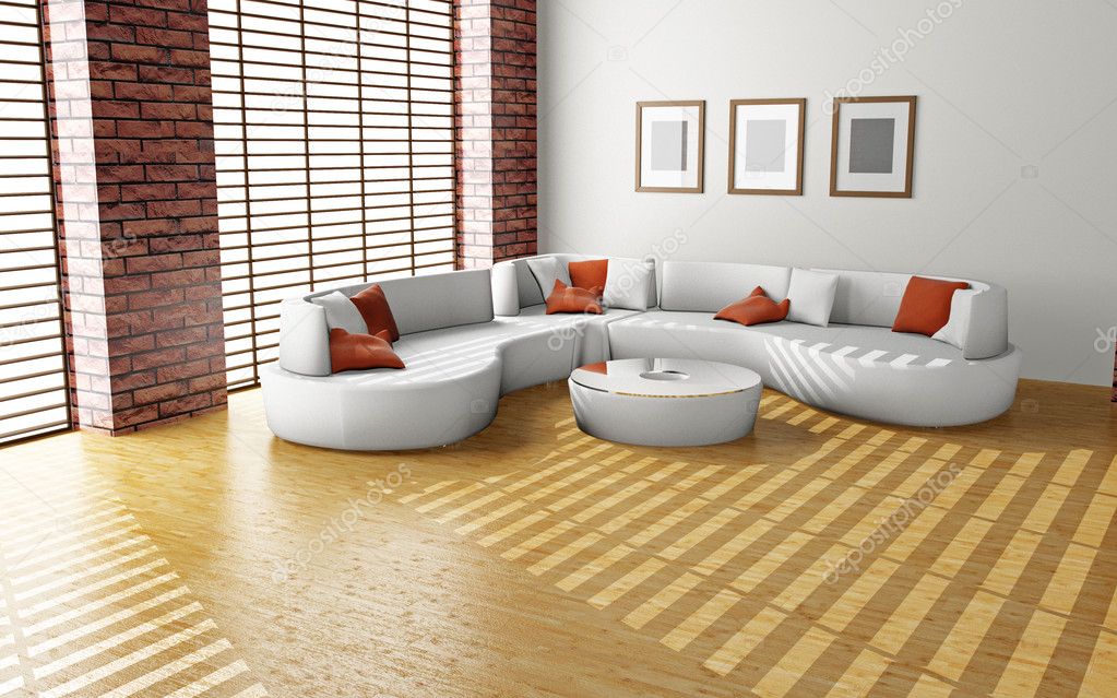 Sofa in the room 3D