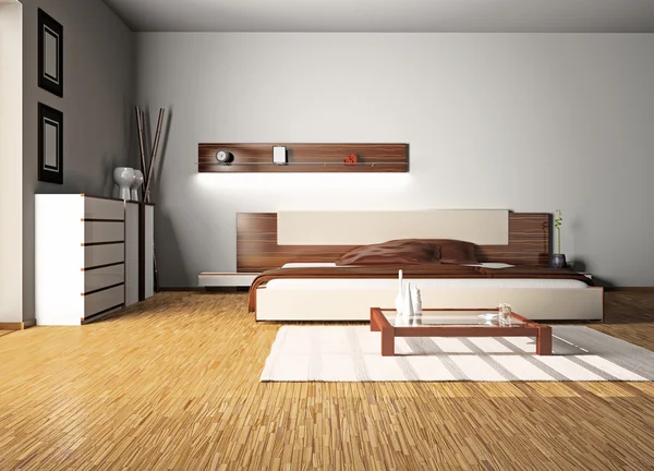 Bir Yatak Odası Modern Oda — Stok fotoğraf