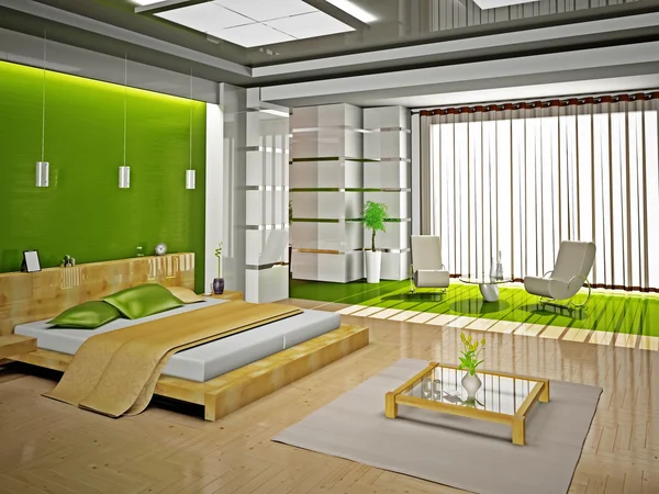 Moderní Interiér Ložnice Pokoj — Stock fotografie