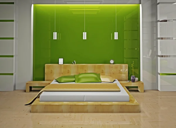 现代室内装饰的一间卧室房间 — 图库照片