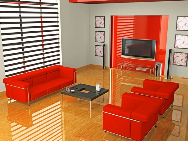 Sala de estar 3D —  Fotos de Stock