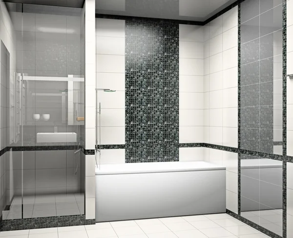 Современный интерьер ванной комнаты 3D — стоковое фото