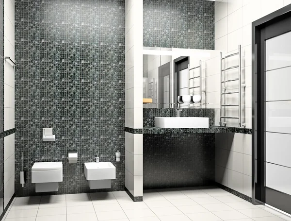 Современный интерьер ванной комнаты 3D — стоковое фото