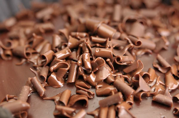 Macro Uma Sobremesa Chocolate Com Patifes Chocolate — Fotografia de Stock