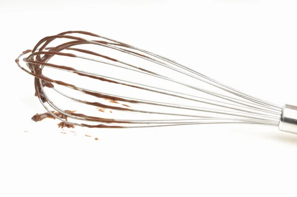 Whisk Chocolate Cream White Background Stock Picture
