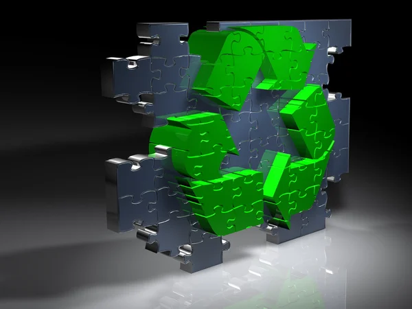 Символ вторичной переработки - Puzzle - 3D — стоковое фото