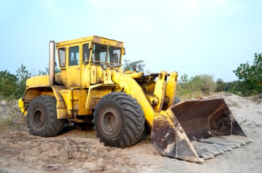 Old wheel loader bulldoze clipart