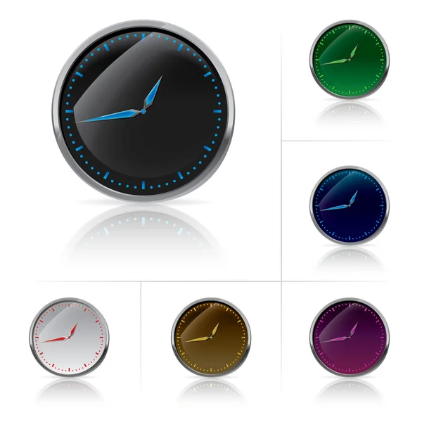 Different colors clock set — Stock Vector