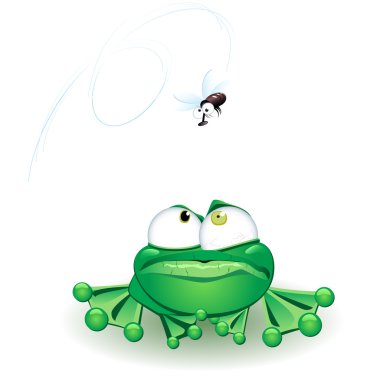 Frog with flie clipart