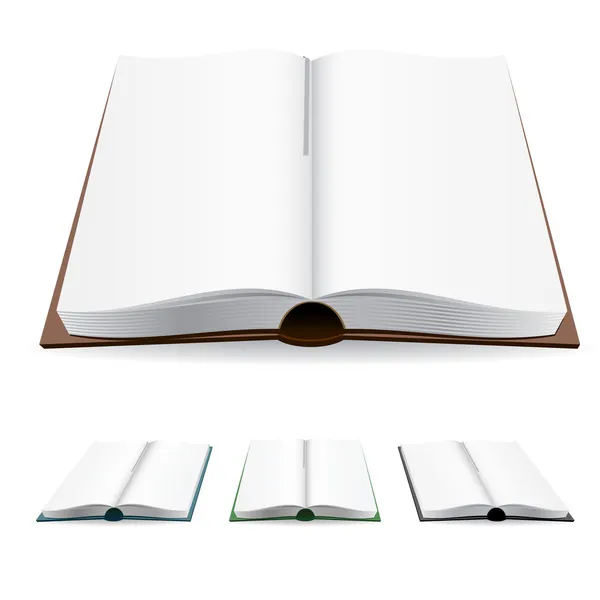 Livro Aberto Com Páginas Brancas Ilustração Vetorial Sobre Branco — Vetor de Stock