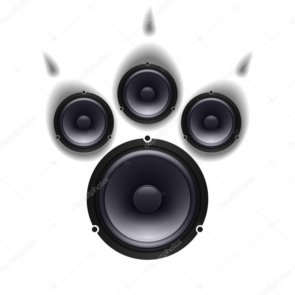 Speakers animal paw set. Vector illustration on white backgrounds