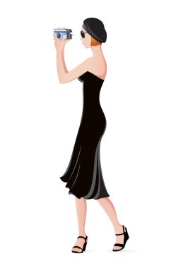 Girl with camera clipart