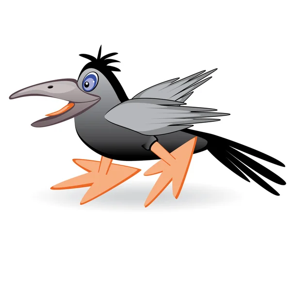 Corbeau Dessin Animé Noir Oiseau Amusant — Image vectorielle