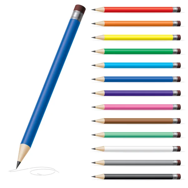 Ilustracja Wektorowa Kolorowych Ołówków Białym Tle — Wektor stockowy
