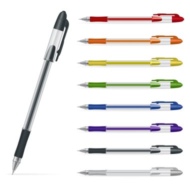 Ballpoint pens on a white background. Vector illustration #2 clipart