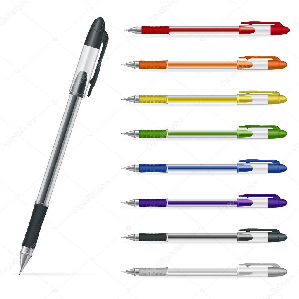 Ballpoint pens on a white background. Vector illustration #2