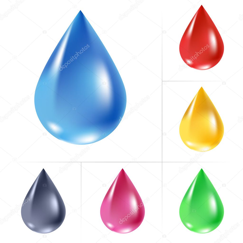 Set of water drops. Vector illustration on white