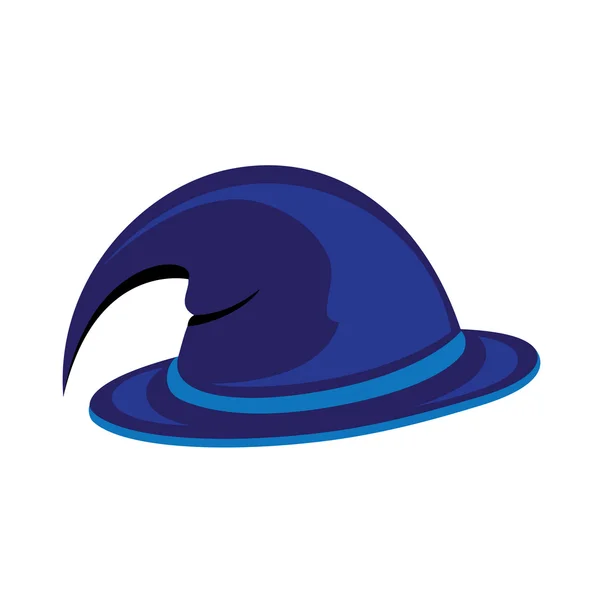Cappello Strega Blu Illustrazione Vettoriale Bianco — Vettoriale Stock