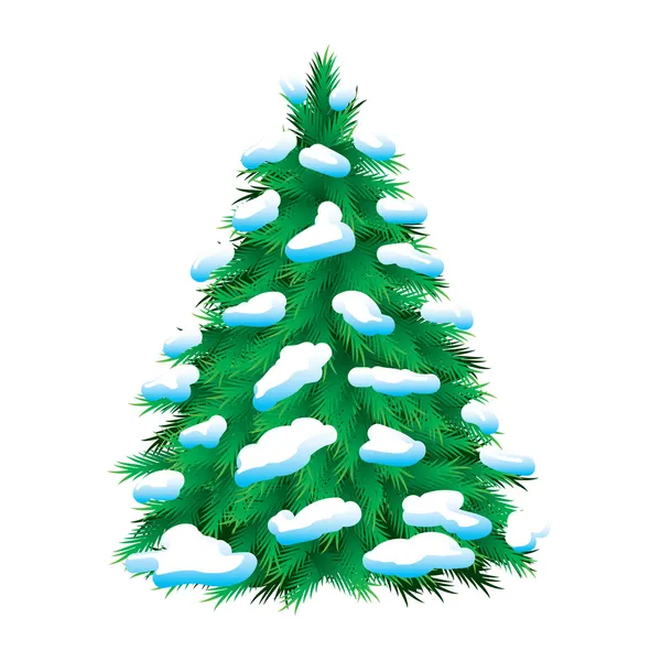 Groene bont-boom bedekt met sneeuw — Stockvector