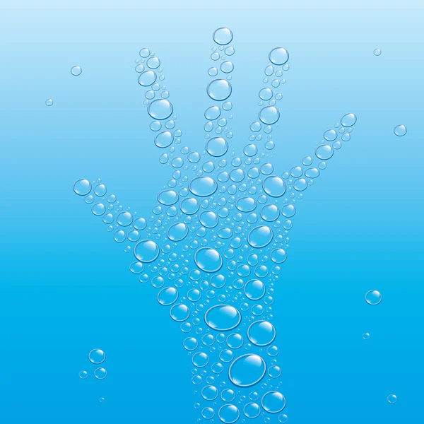 水の手 青い背景のデザインのための抽象ベクトルイラスト — ストックベクタ