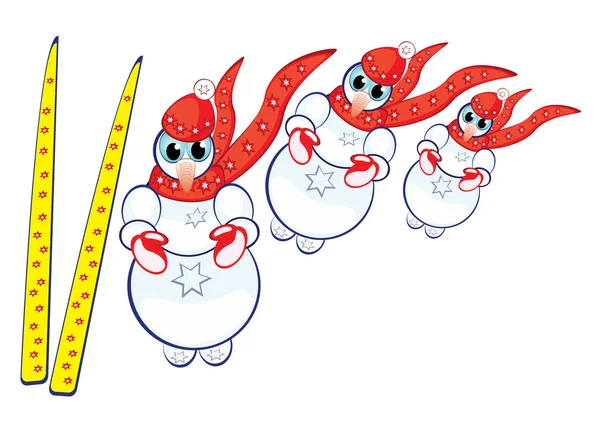 Векторна Ілюстрація Сніговика Червоному Капелюсі Шарфі — стоковий вектор