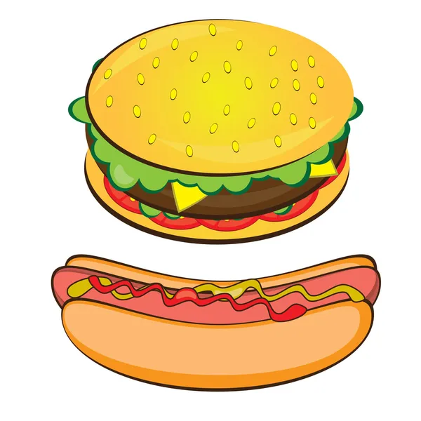 Apetitivo Hotdog y Sandwich . — Vector de stock