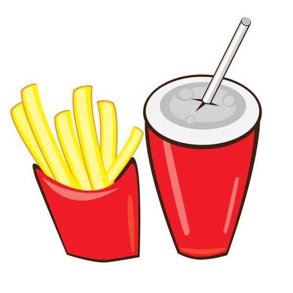 Dricka och pommes frites. — Stock vektor